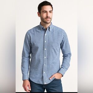 J.Crew Flex Navy Gingham Button-Down Shirt Men’s XL Classic Preppy Officecore